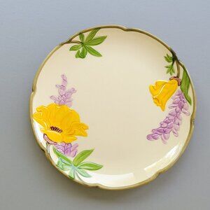 Franciscan Poppy Salad Plate, c.1950-55 USA, Embossed Yellow & Purple Floral